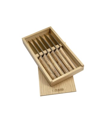 MIRAGE LES ESSENCES Gift box of 6 steak knives olive wood handle soldes