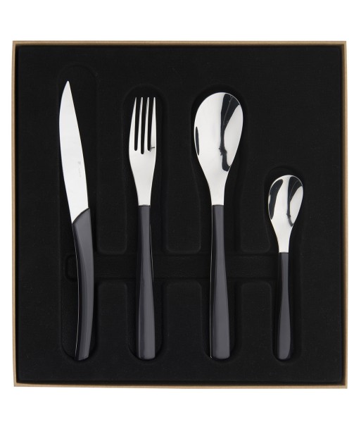 QUARTZ MIRROR FINISH CARBON COLOR Cutlery set for 24 place settings brillant des détails fins