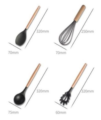 Ensemble ustensiles de cuisine en bois & silicone Comparez et commandez 