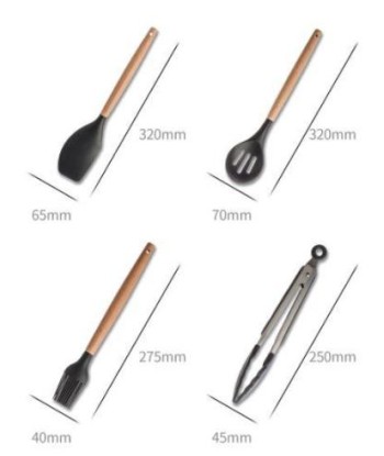 Ensemble ustensiles de cuisine en bois & silicone Comparez et commandez 