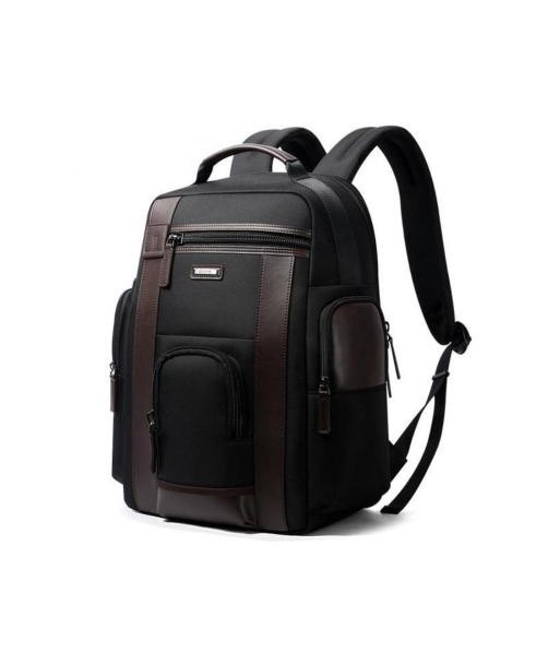 Black brown nylon backpack de pas cher