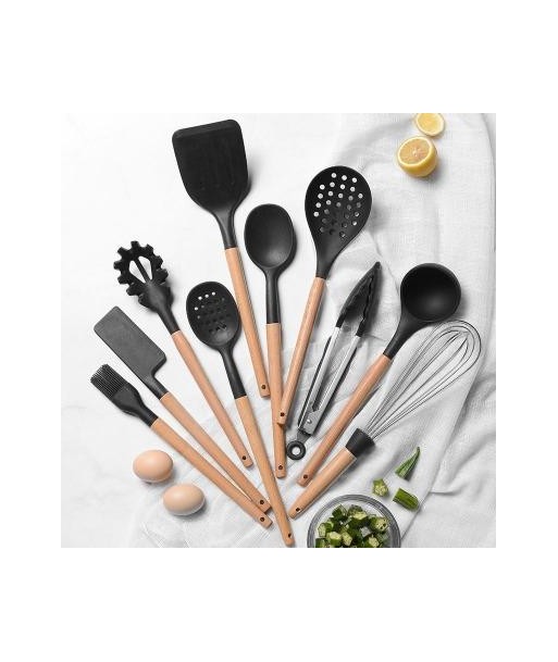 Set of wooden &amp silicone kitchen utensils france