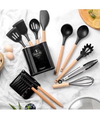 Wooden &amp silicone kitchen utensil set sur le site 