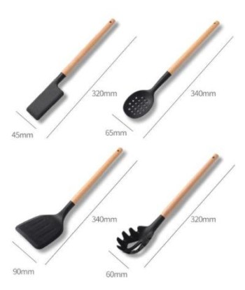 Set of wooden &amp silicone kitchen utensils france