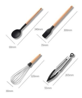 Set of wooden &amp silicone kitchen utensils france