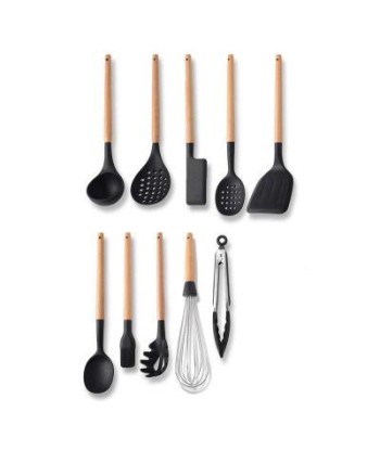 Set of wooden &amp silicone kitchen utensils france