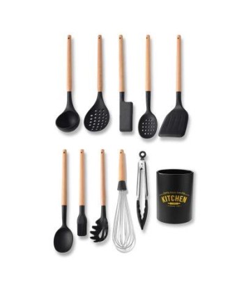 Lote utensilios de cocina en madera y silicona sélection de produits