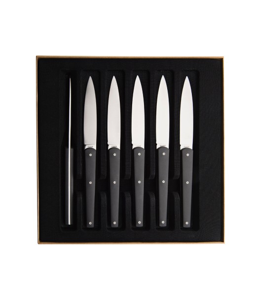 MIRAGE MIRROR FINISH ANTHRACITE Set of 6 steak knives les ligaments