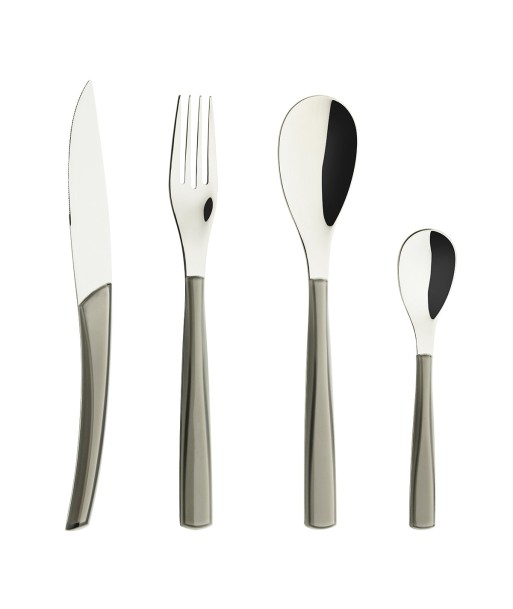 QUARTZ MIRROR FINISH TAUPE Cutlery set for 24 place settings Profitez des Offres !