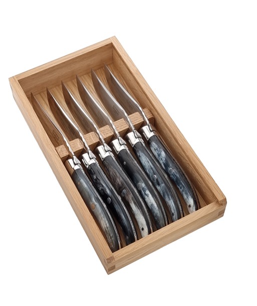 LAGUIOLE KNIVES Set of 6 steak knives black horn destockage