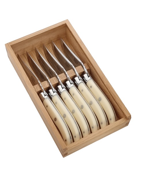 LAGUIOLE KNIVES Set of 6 steak knives ivory horn la colonne vertébrale