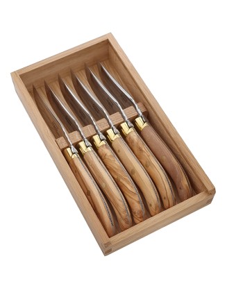 LAGUIOLE KNIVES Set of 6 steak knives olive wood acheter