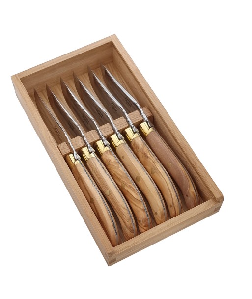 LAGUIOLE KNIVES Set of 6 steak knives olive wood acheter