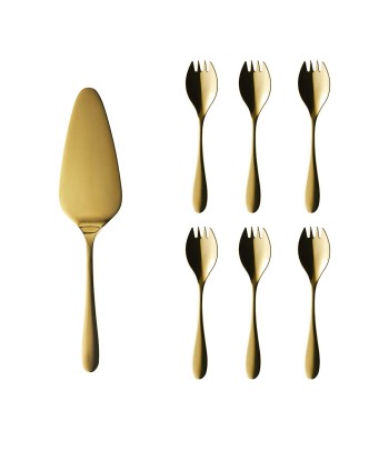 ONDE GOLD FINISH Set of 6 cake forks and cake slice Comment ça marche