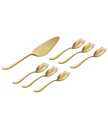 ONDE GOLD FINISH Set of 6 cake forks and cake slice Comment ça marche