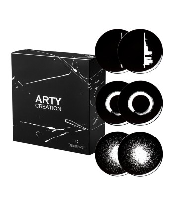 ARTY CREATION BLACK Set of 6 dessert plates 20 cm Par le système avancé 