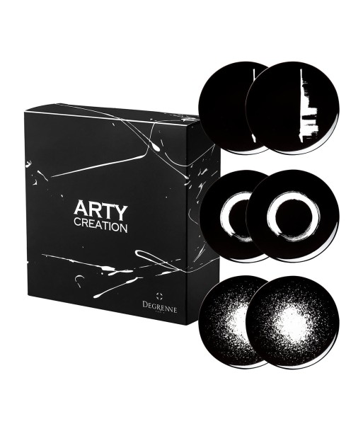 ARTY CREATION BLACK Set of 6 dessert plates 20 cm Par le système avancé 