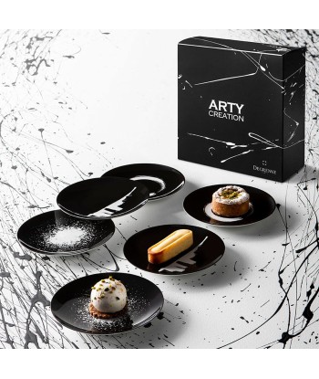 ARTY CREATION BLACK Set of 6 dessert plates 20 cm Par le système avancé 