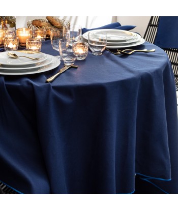 NUANCES COTON & LIN NIGHT BLUE Square tablecloth 180 x 180 cm JUSQU'A -70%! 