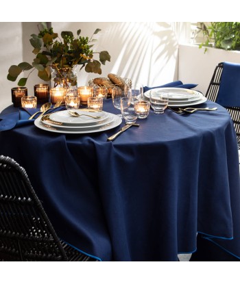 NUANCES COTON & LIN NIGHT BLUE Rectangular tablecloth 180 x 250 cm de technologie